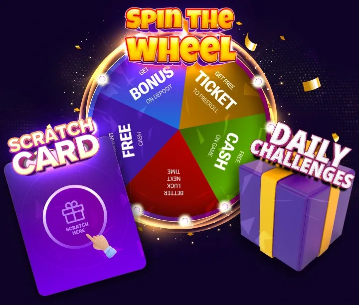 rummyverse daily challenges for scratch card and spin the wheel mobile view