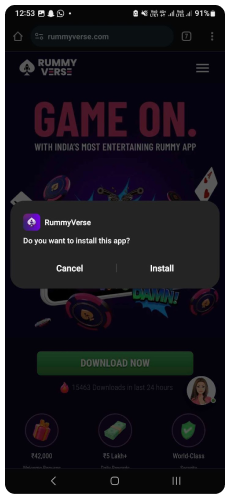 rummyverse screenshot installation process